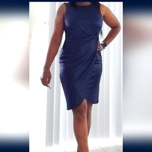 Size 6 Donna Ricco Blue Drape Dress